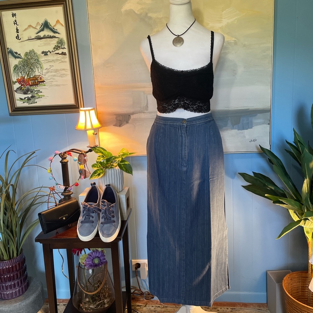 Sag Harbor Blue Denim Maxi Skirt